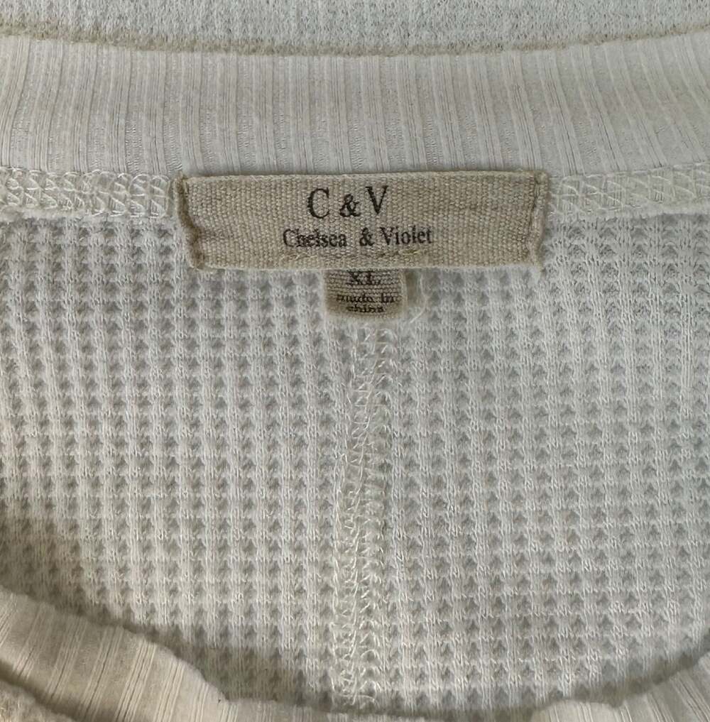 Chelsea & Violet L/S Womens XL Waffle Oversized Shirt Cream White - Picture 4 of 9